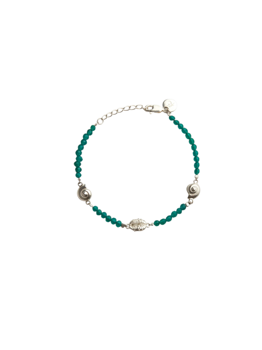 Inanna spiral green onyx bracelet silver photo