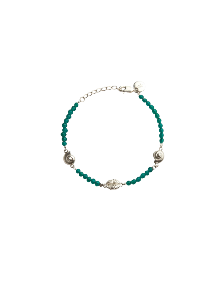 Inanna spiral green onyx bracelet silver