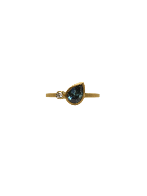 Pear misfit sapphire & diamond ring photo