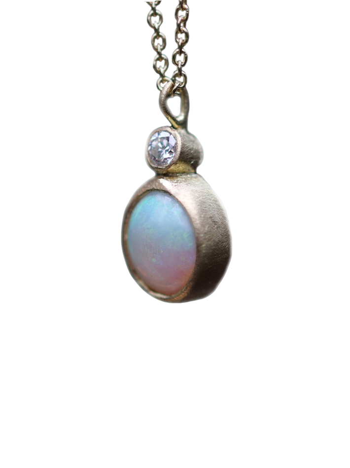 Opal & diamond drop necklace