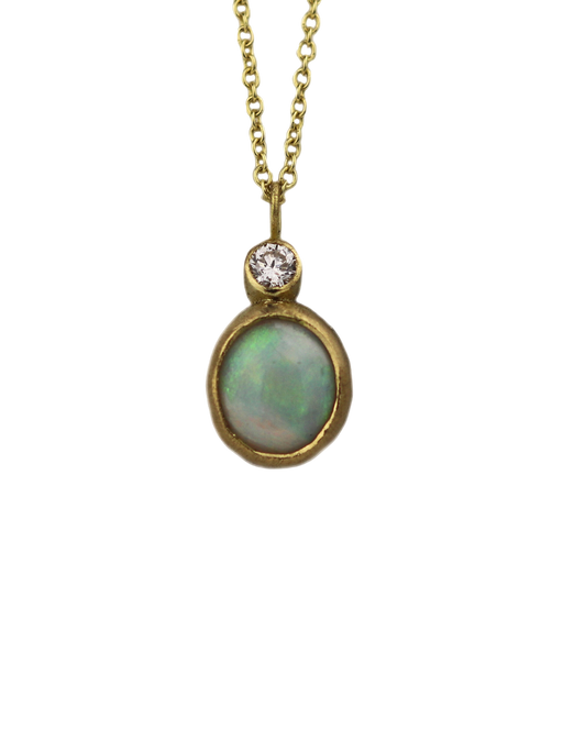 Opal & diamond drop necklace photo