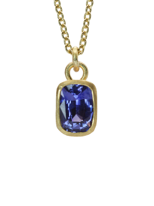 Purple-blue sapphire & gold necklace photo