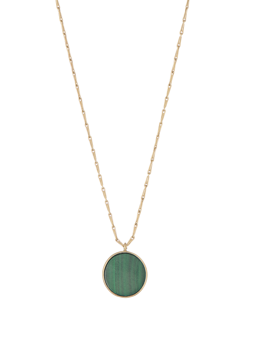 Malachite disc pendant chain necklace photo