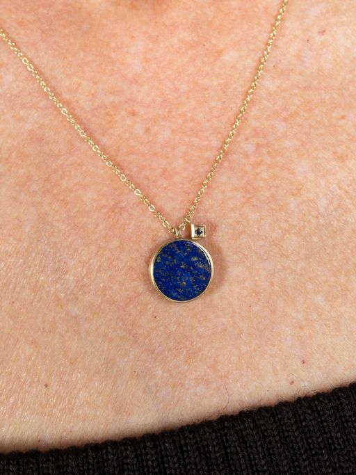Lapis lazuli and blue sapphire pendant necklace photo