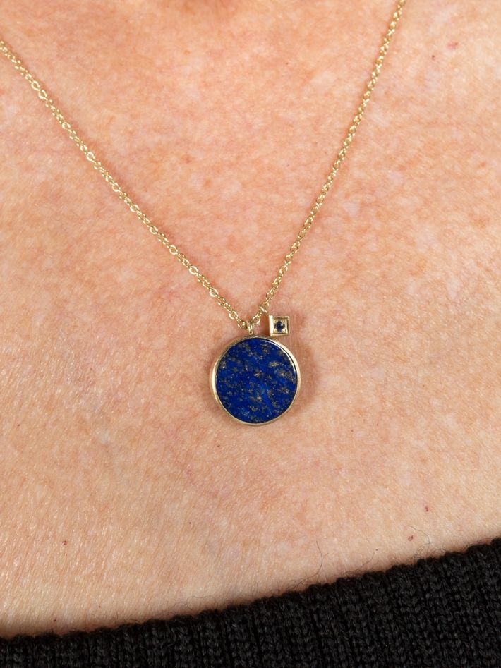 Lapis lazuli and blue sapphire pendant necklace