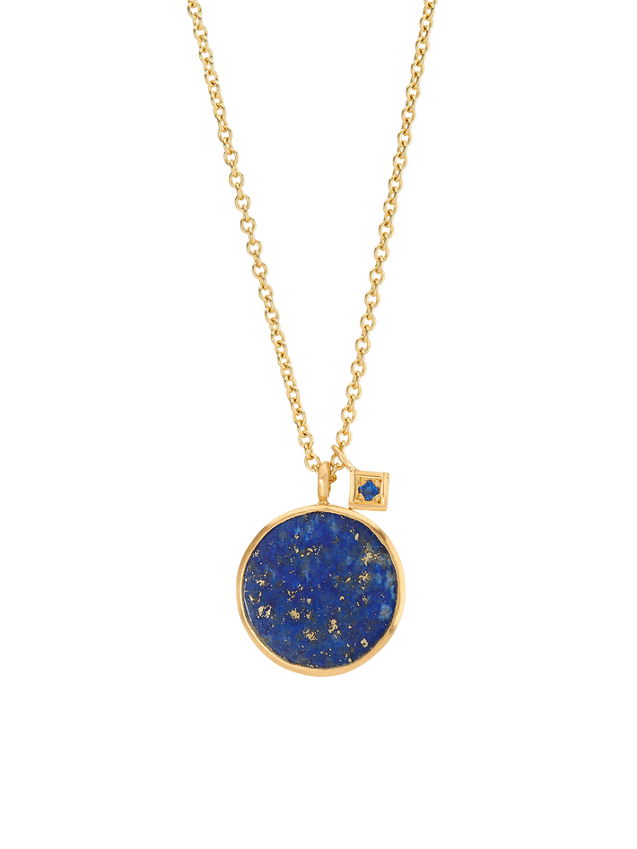 Lapis lazuli and blue sapphire pendant necklace