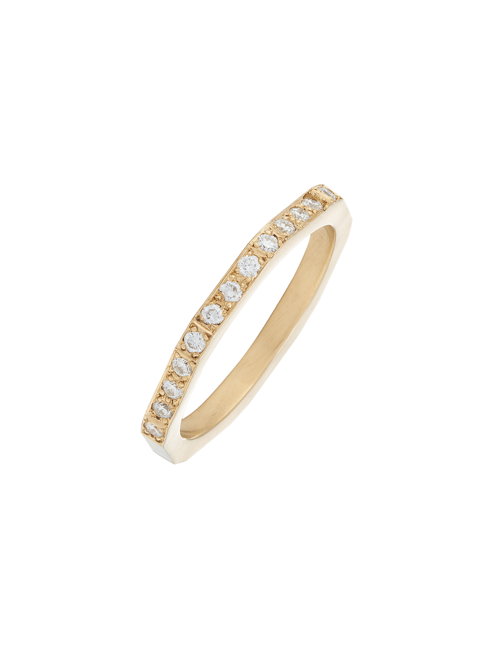 Diamond half eternity square facet ring