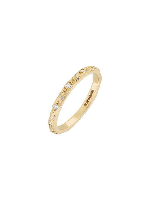 Diamond half eternity facet ring photo