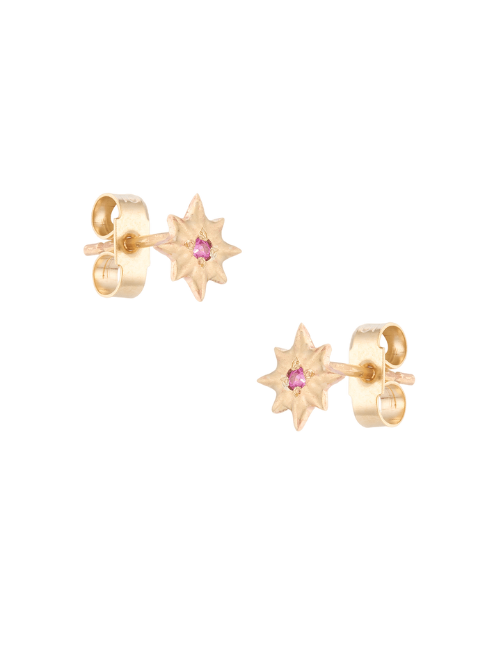 Pink sapphire star studs