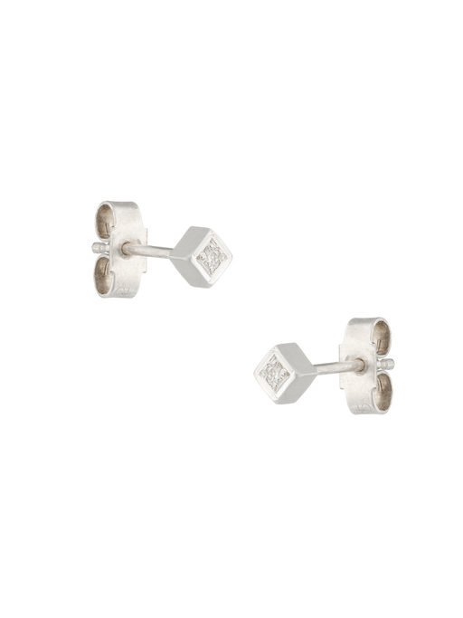 Silver diamond square studs  photo