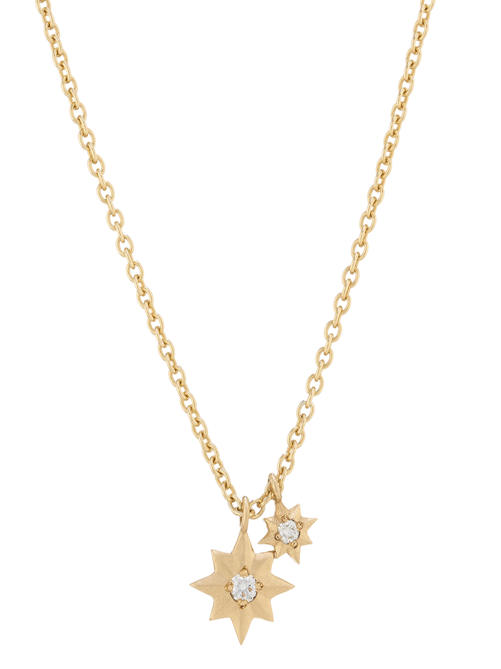 Double diamond star necklace