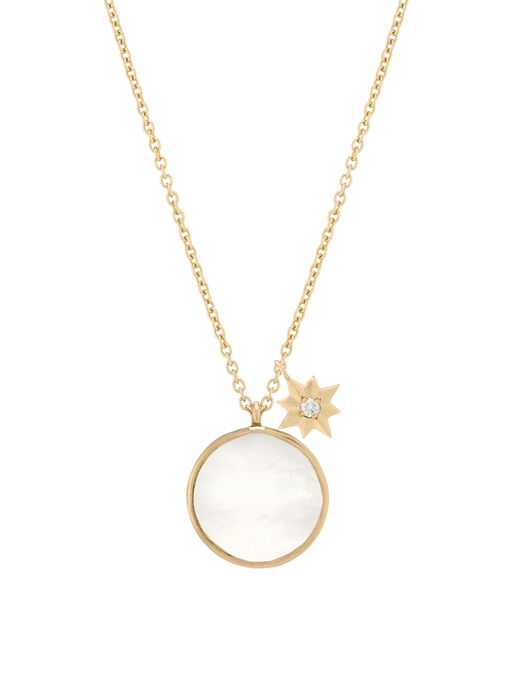 Mother of pearl and diamond star necklace  photo