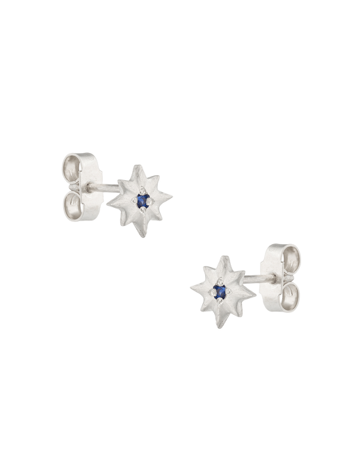 Silver blue sapphire star studs  photo