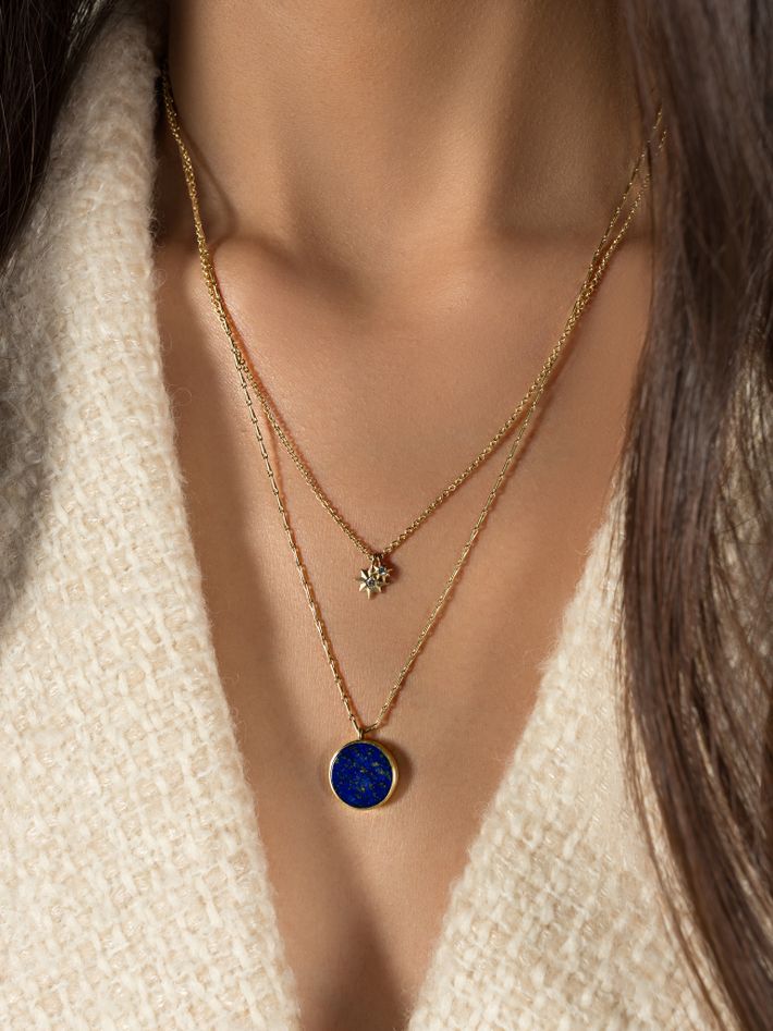 Lapis lazuli pendant chain necklace