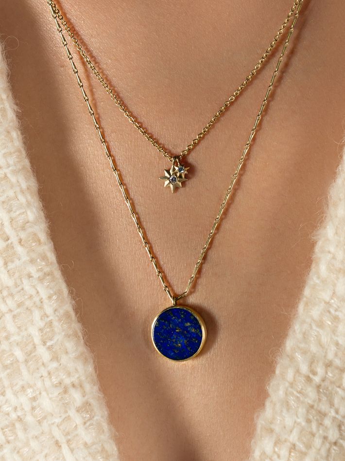Lapis lazuli pendant chain necklace