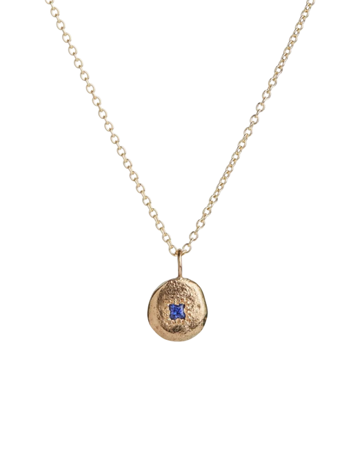 Dainty Princess Blue Sapphire Treasure Coin Necklace photo