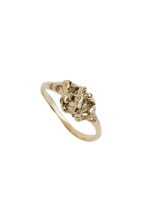 Forest Green Sapphire & Diamond Sunken Treasure Ring photo