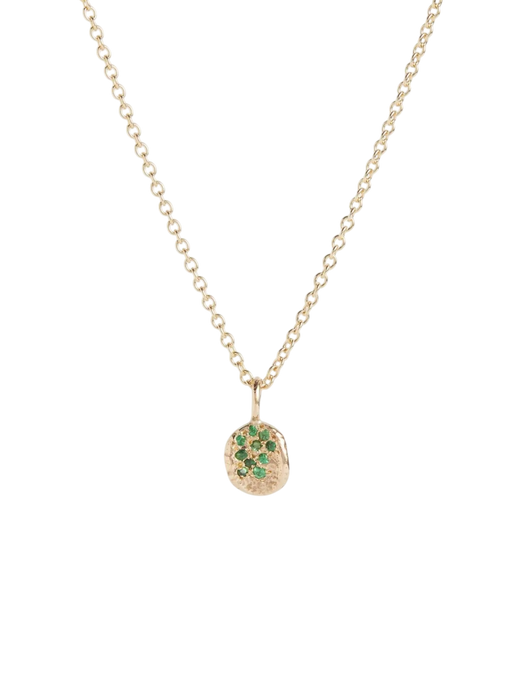 Dainty Green Garnet Molten Disc Necklace photo