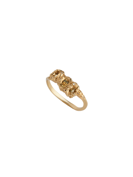 Green Sapphire & Diamond Sunken Treasure Ring photo