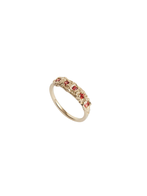 9ct Gold Orange Sapphire Textured Treasure Eternity Band photo