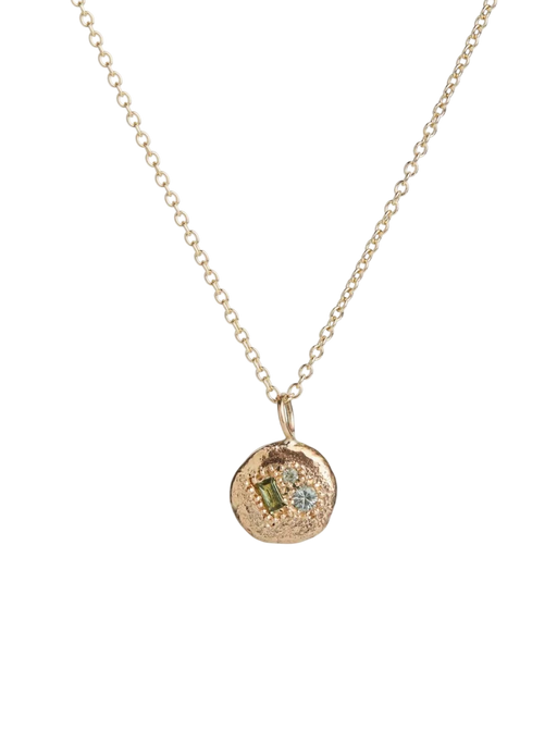 Dainty Green Sapphire Treasure Coin Necklace photo
