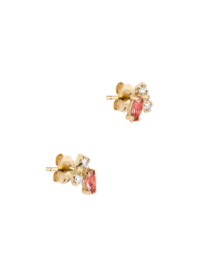 Pink tourmaline birthstone studs