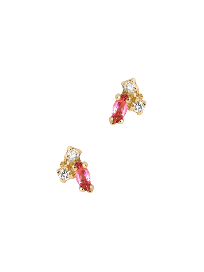 Pink tourmaline birthstone studs