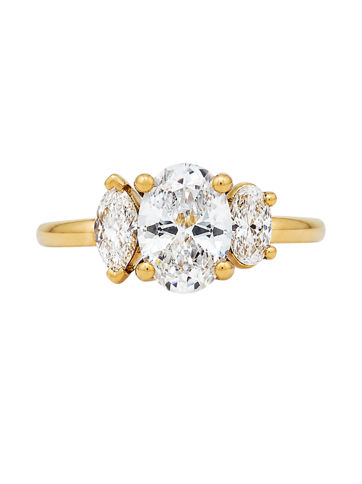 1 Carat Oval Diamond Engagement Ring with Marquis photo
