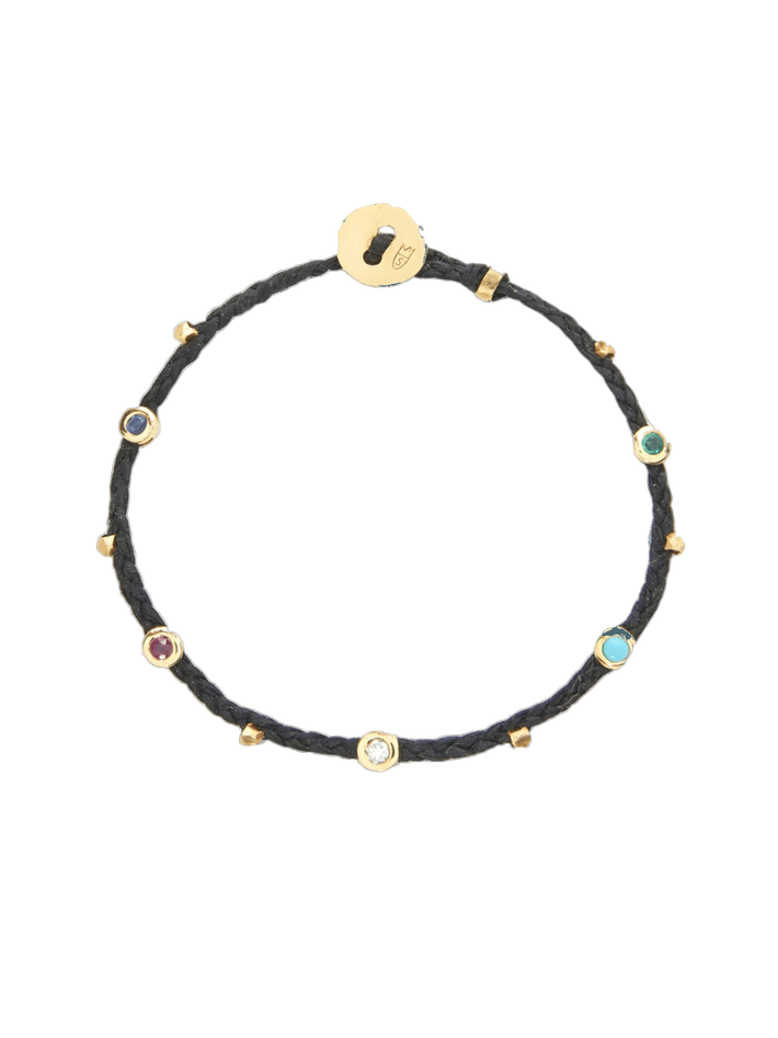 Gemstone bezel charm bracelet