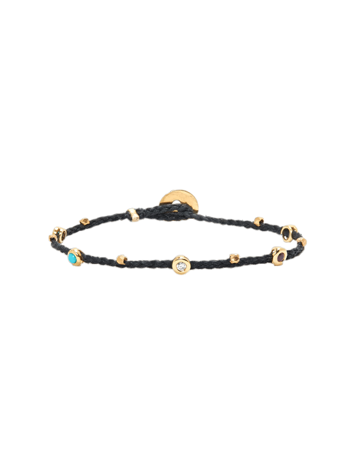 Gemstone bezel charm bracelet