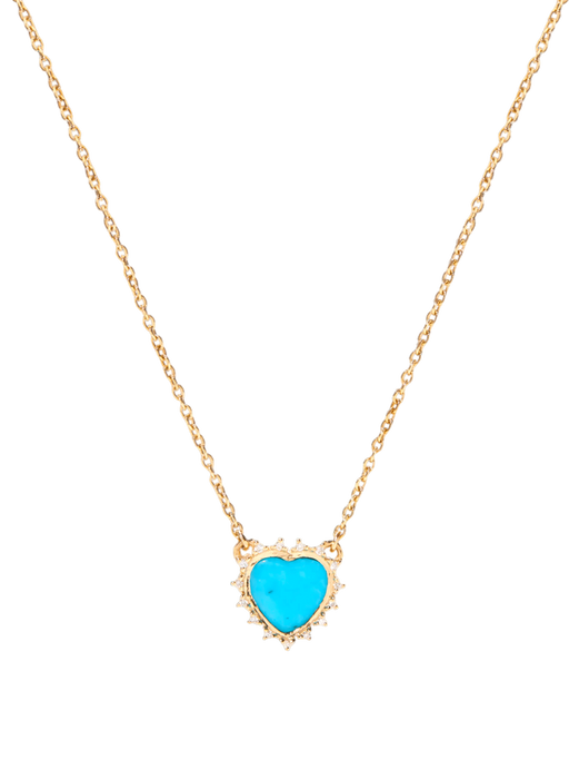 Diamond and turquoise heart necklace photo