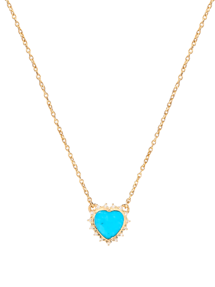 Diamond and turquoise heart necklace