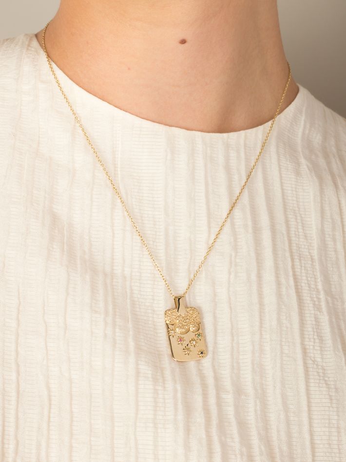 Reflection sketch tag necklace