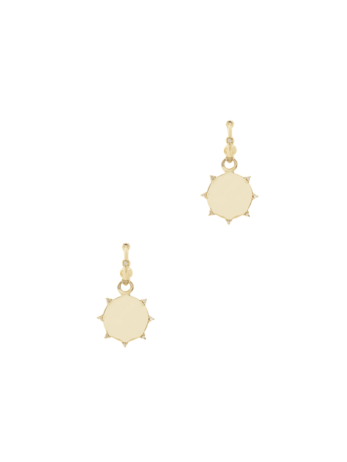 Diamond sunbeam medallion earrings
