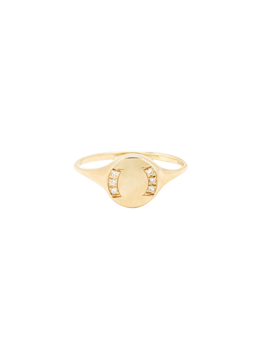 Round signet ring with diamonds photo