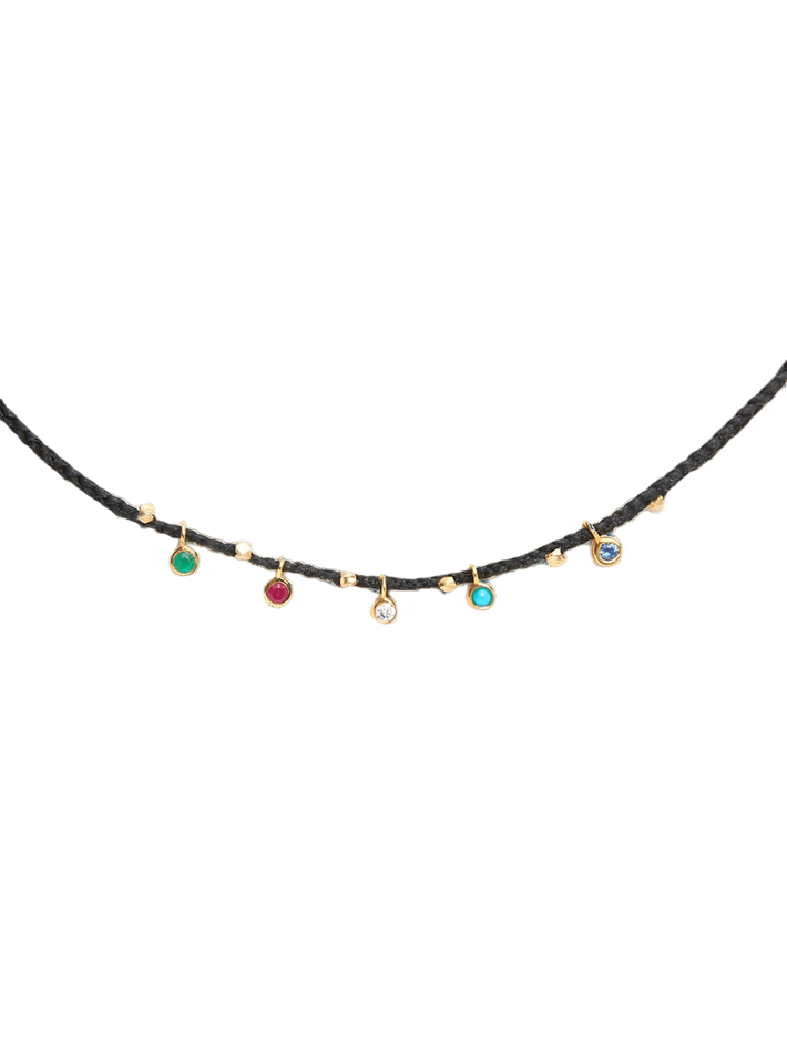 Gemstone bezel charm necklace