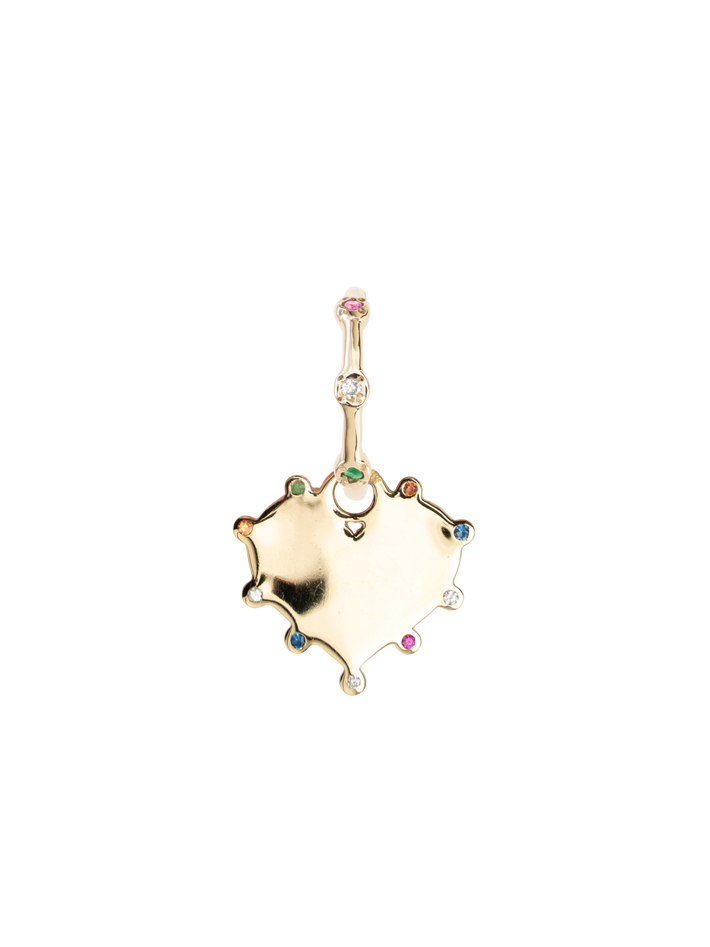 Rainbow gem heart medallion earring