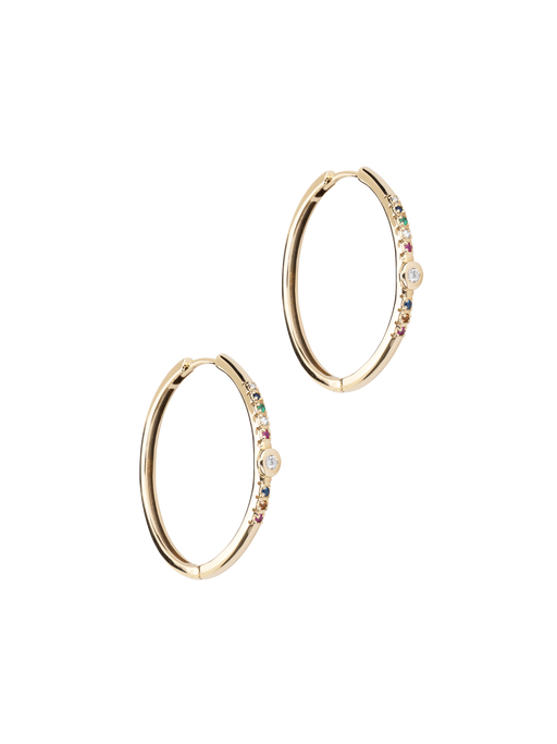 Diamond bezel rainbow gem hoops photo