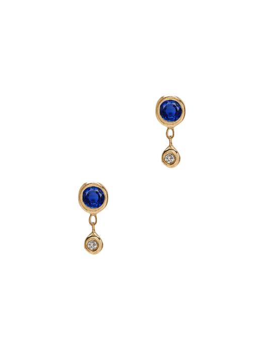 Bezel stud with blue sapphire photo