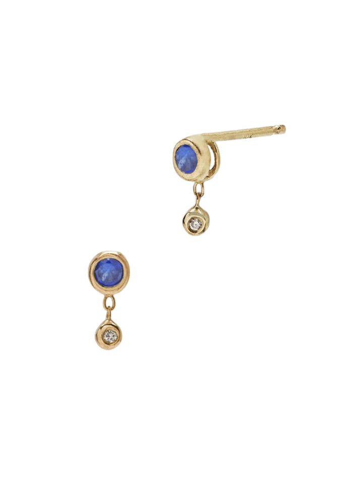 Bezel stud with blue sapphire