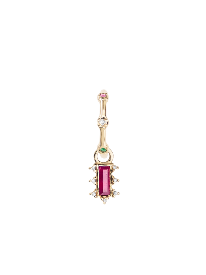 Mosaic ruby earring