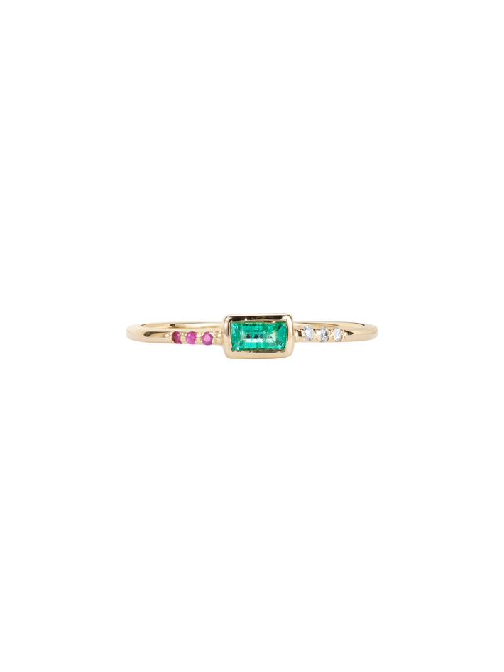 Emerald baguette stack ring