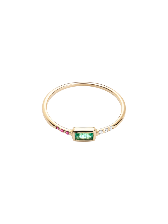 Emerald baguette stack ring