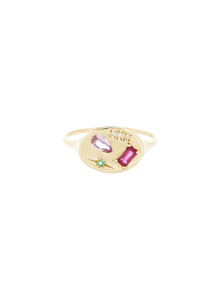 Pink night market signet ring