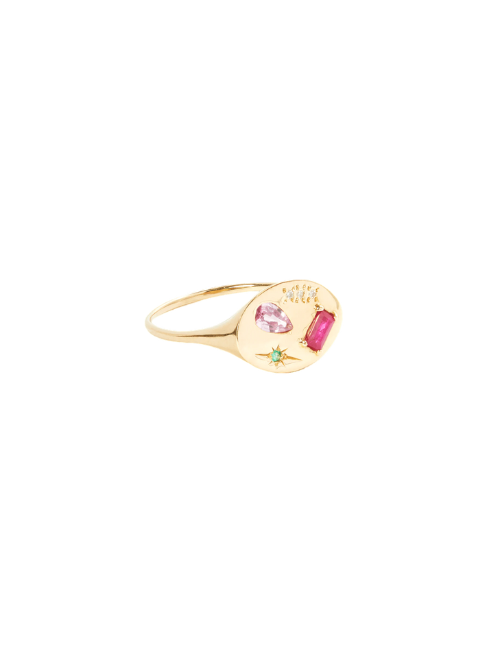 Pink night market signet ring