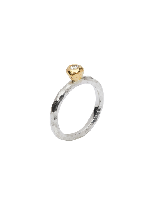 Ringo kula ring in silver and 18k yellow gold with 0.10ct diamond photo