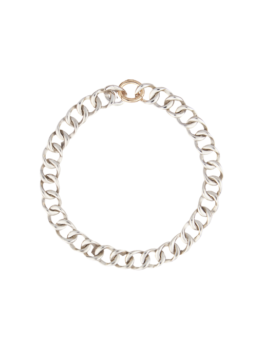 Lenk mini bracelet in silver with lock in 18k yellow gold photo