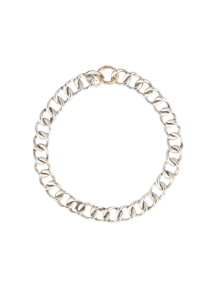 Lenk mini bracelet in silver with lock in 18k yellow gold