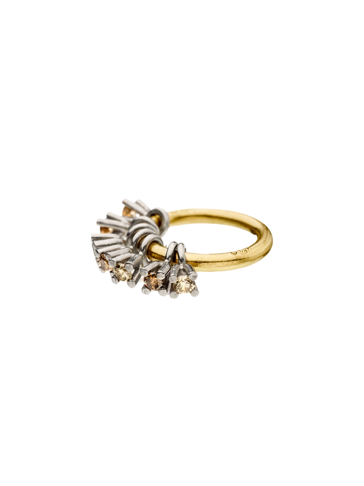 Belle ring in 18k yellow and white gold with 1.40ct coffee diamond photo