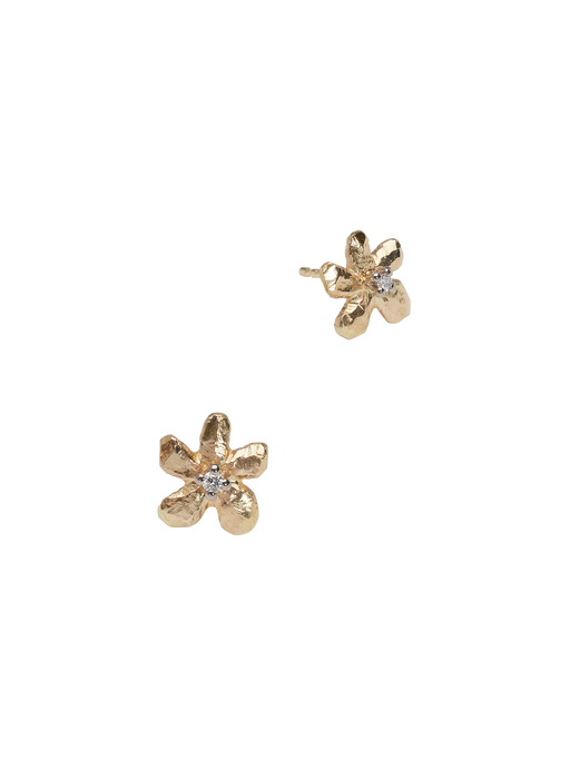 Ringo flower earrings in 18k yellow and white gold with 0,04ct diamond photo